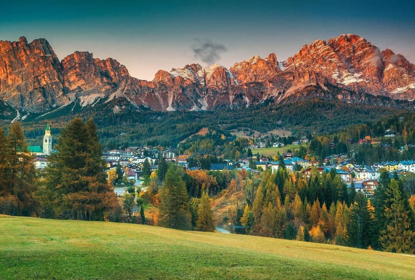 The Dolomites rising behind the Veneto plain