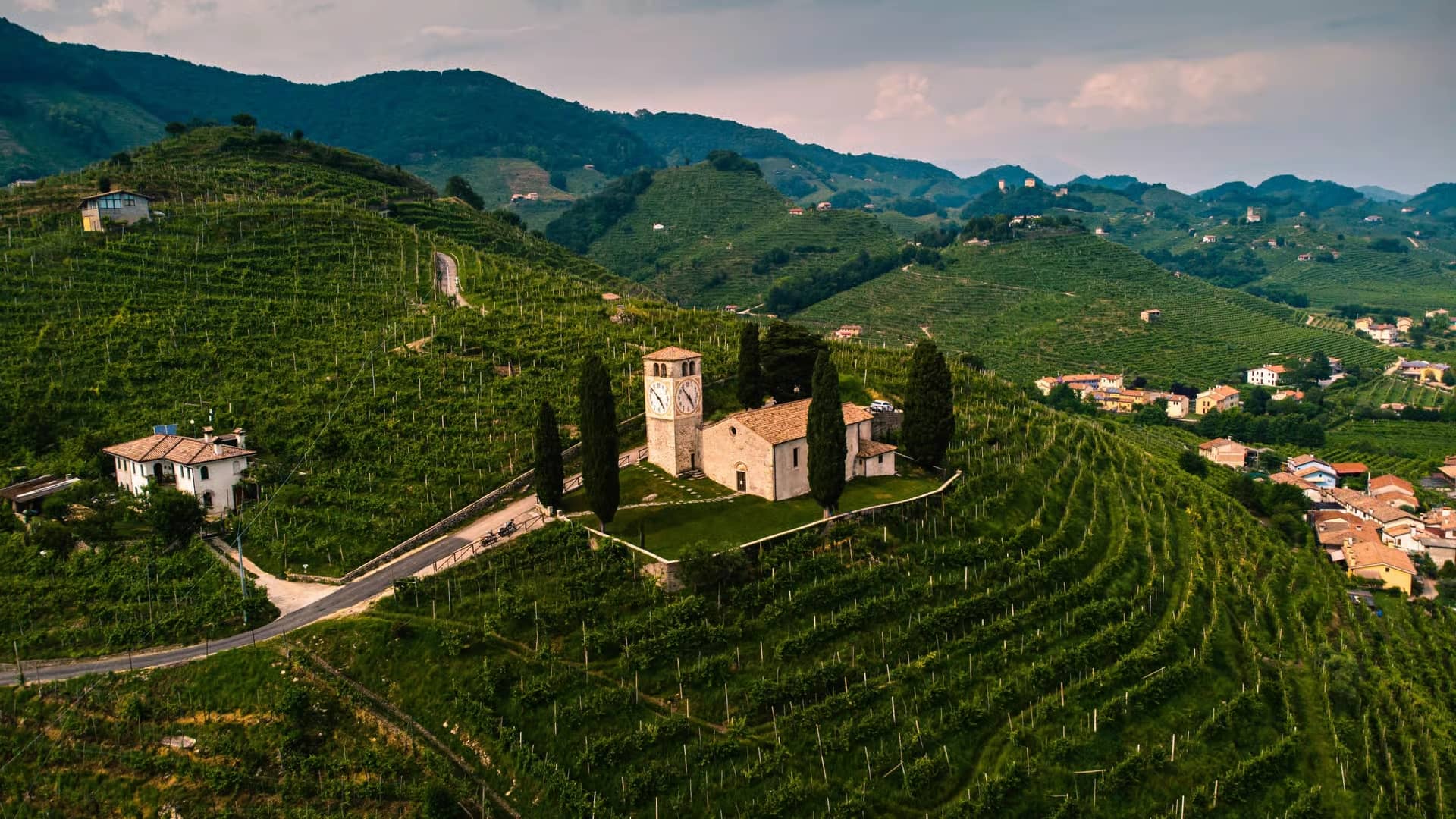 The church of San Vigilio above the vineyards